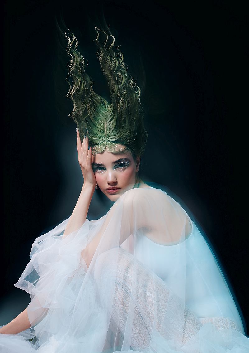 Avant Garde Green Slick Updo - Kelly Manu - Aetheria Collection